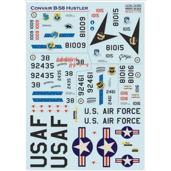 Print Scale 72-553 1/72 Decal For Convair B-58 Hustler