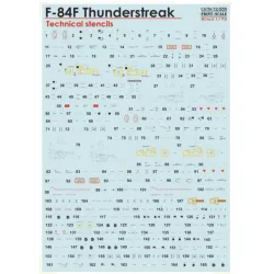 Print Scale 72-555 1/72 Decal For F-84f Thunderstreak Technical Stencils