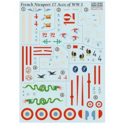 Print Scale 72-557 1/72 Decal For French Nieuport 17 Aces Of Wwi