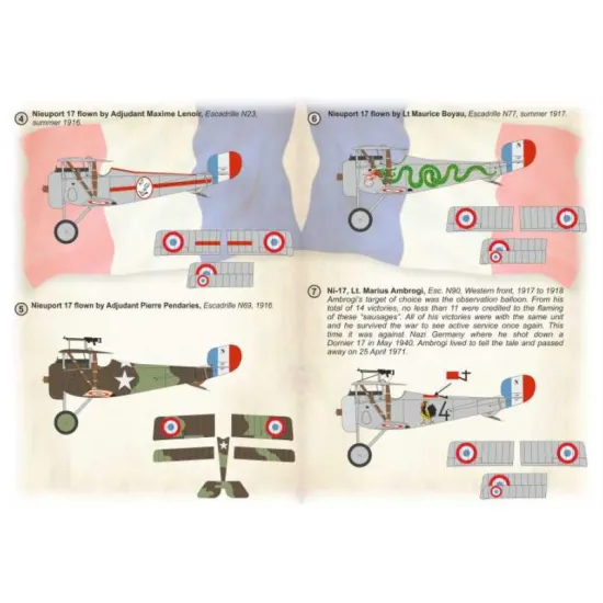 Print Scale 72-557 1/72 Decal For French Nieuport 17 Aces Of Wwi