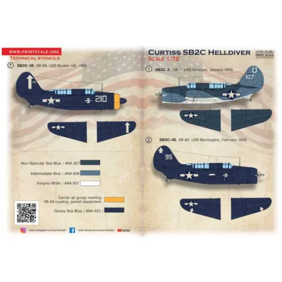 Print Scale 72-561 1/72 Decal For Curtiss Cb2c Helldiver