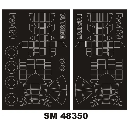 Montex Sm48350 1/48 Painting Mask For Fw-189 A-1 Nacht Jager Out/In For Gwh Kits