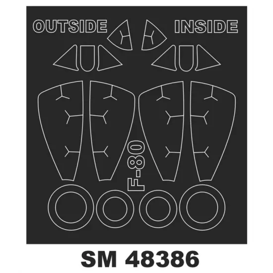 Montex Sm48386 1/48 Painting Mask For F-80a Outside Inside For Hobbyboss Kits