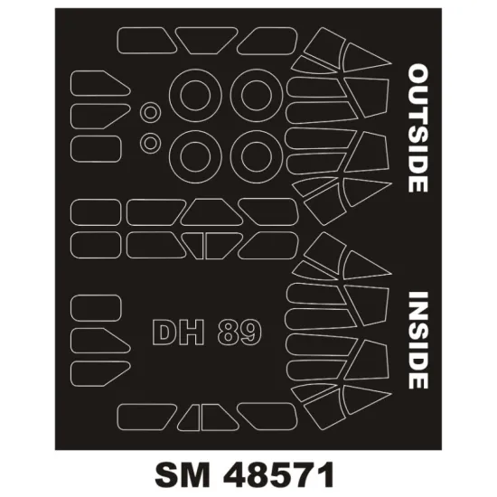 Montex Sm48571 1/48 Painting Mask For Dh-89 Dragon Rapide Outside Inside For Armory Kits