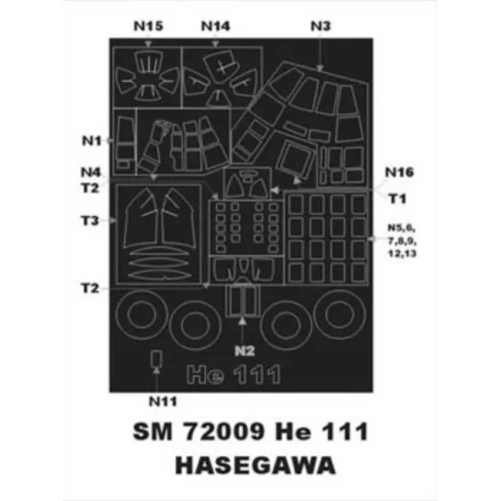 Montex Sm72009 1/72 Painting Mask For He 111 Outside For Hasegawa Kits