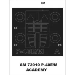 Montex Sm72010 1/72 Painting Mask For P-40 E/M Outside For Academy Kits