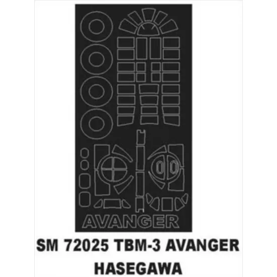 Montex Sm72025 1/72 Painting Mask For Tbm-3 Avenger Outside For Hasegawa Kits