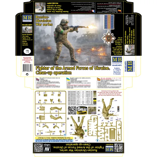 Master Box 24091 1/24 Russian-ukrainian War Series Fighter Of The Armed Forces Of Ukraine Clean-up Operation