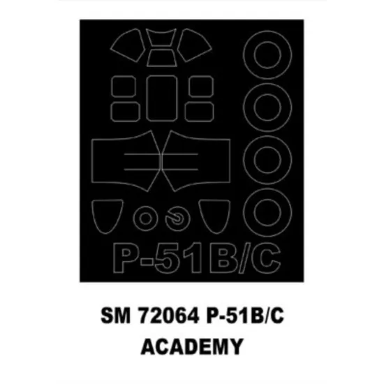 Montex Sm72064 1/72 Painting Mask For P-51b/C Outside For Academy Kits