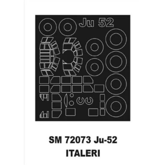 Montex Sm72073 1/72 Painting Mask For Junkers Ju-52 Outside For Italeri Kits