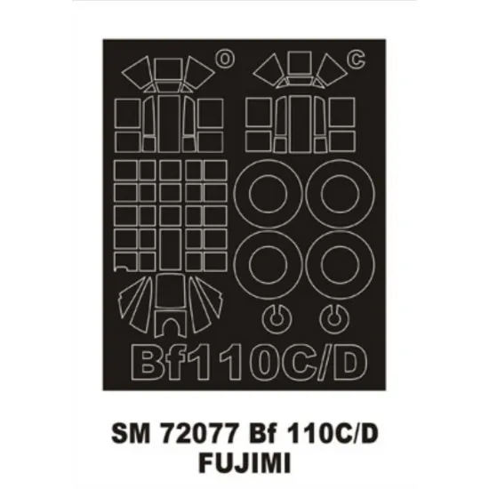 Montex Sm72077 1/72 Painting Mask For Bf-110c/D Outside For Fujimi Kits