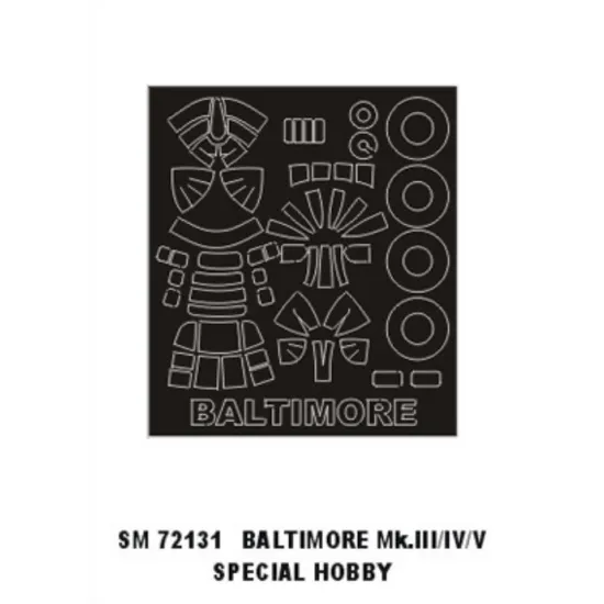 Montex Sm72131 1/72 Painting Mask For Martin Baltimore Iii/Iv,v For Outside Special Hobby Kits