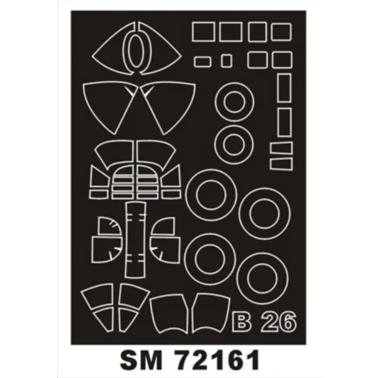 Montex Sm72161 1/72 Painting Mask For B-26b Marauder Outside For Valom Kits