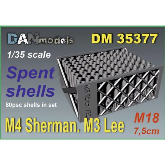 Dan Models 35377 1/35 75mm Spent Shell Casings Set Of 80 Casings M18 M4 Sherman M3 Lee 3d Printed
