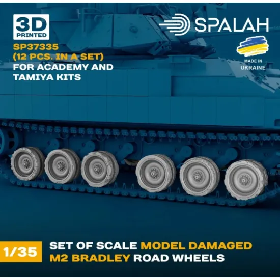 Spalah 37335 1/35 Set Of Scale Model Damaged M2 Bradley Road Wheels For Academy And Tamiya Kits 12 Pcs 3d Printed/Resin