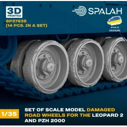 Spalah 37635 1/35 Set Of Scale Model Damaged Road Wheels For The Leopard 2 And Pzh 2000 14 Pcs 3d Printed/Resin