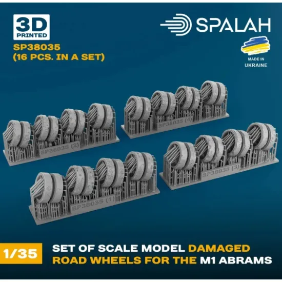 Spalah 38035 1/35 Set Of Scale Model Damaged Road Wheels For The M1 Abrams 16 Pcs 3d Printed/Resin