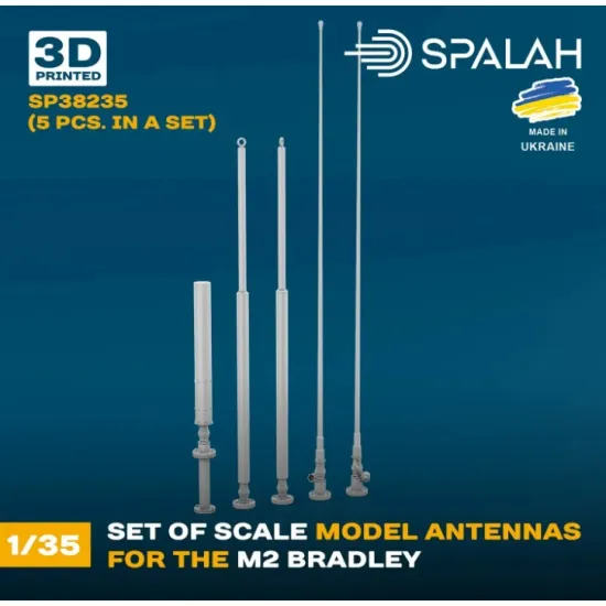 Spalah 38235 1/35 Set Of Scale Model Antennas For The M2 Bradley 5 Pcs 3d Printed/Resin