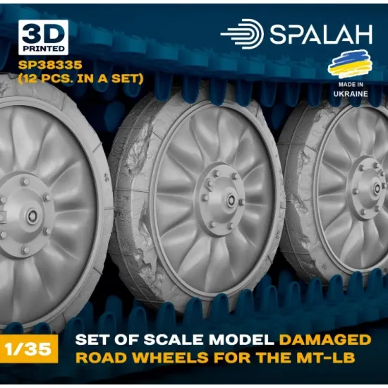 Spalah 38335 1/35 Set Of Scale Model Damaged Road Wheels For The Mt-lb 12 Pcs 3d Printed/Resin