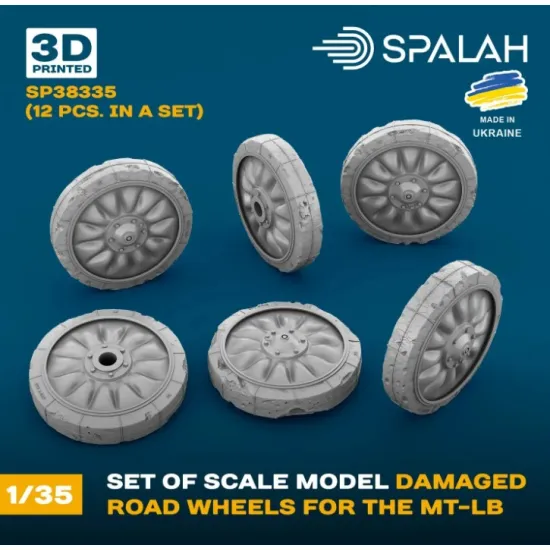 Spalah 38335 1/35 Set Of Scale Model Damaged Road Wheels For The Mt-lb 12 Pcs 3d Printed/Resin