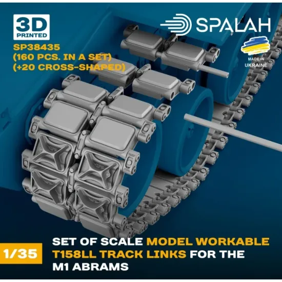 Spalah 38435 1/35 Set Of Scale Model Worcable Track Links T158ll For The M1 Abrams 160 Pcs 20 Cross-shaped 3d Printed/Resin