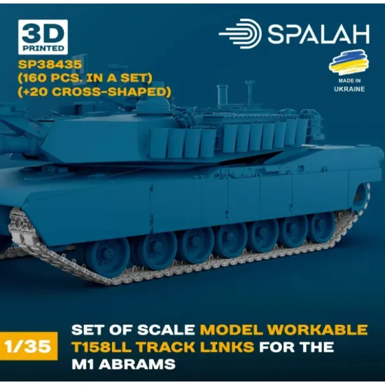 Spalah 38435 1/35 Set Of Scale Model Worcable Track Links T158ll For The M1 Abrams 160 Pcs 20 Cross-shaped 3d Printed/Resin