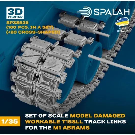 Spalah 38535 1/35 Set Of Scale Model Damaged Track Links T158ll For The M1 Abrams 160 Pcs 20 Cross Shaped 3d Printed/Resin