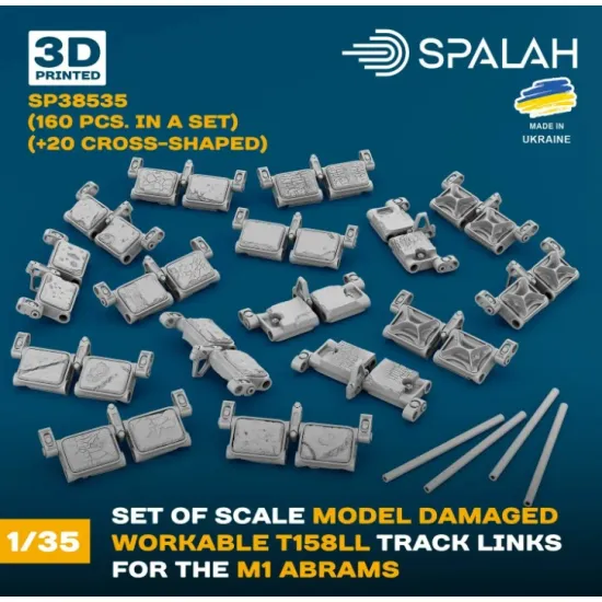 Spalah 38535 1/35 Set Of Scale Model Damaged Track Links T158ll For The M1 Abrams 160 Pcs 20 Cross Shaped 3d Printed/Resin