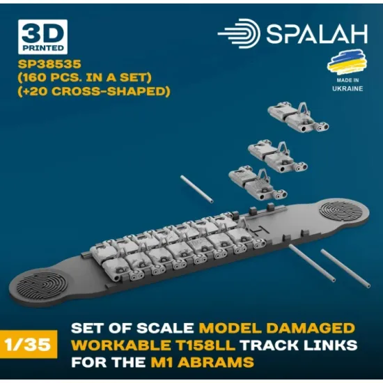 Spalah 38535 1/35 Set Of Scale Model Damaged Track Links T158ll For The M1 Abrams 160 Pcs 20 Cross Shaped 3d Printed/Resin