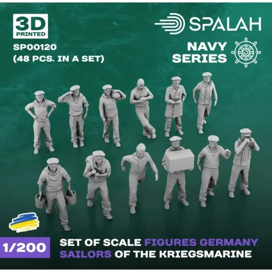 Spalah 00120 1/200 Set Of Scale Figures Germany Sailors Of The Kriegsmarine 48 Pcs 3d Printed/Resin