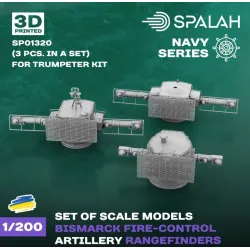 Spalah 01320 1/200 Set Of Scale Models Bismark Fire Control Artillery Rangefinders For Trumpeter Kits 3 Pcs 3d Printed/Resin