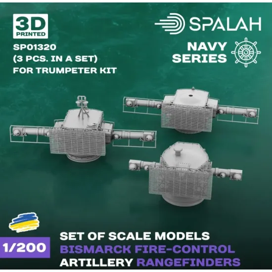 Spalah 01320 1/200 Set Of Scale Models Bismark Fire Control Artillery Rangefinders For Trumpeter Kits 3 Pcs 3d Printed/Resin