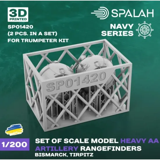 Spalah 01420 1/200 Set Of Scale Model Heavy Aa Artillery Rangefinders Bismark Tirpitz For Trumpeter Sets 2 Pcs 3d Printed/Resin