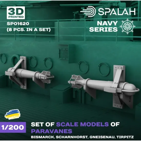 Spalah 01620 1/200 Set Of Scale Models Paravanes For Bismark Scharnhorst Gneisenau Tirpitz 8 Pcs 3d Printed/Resin