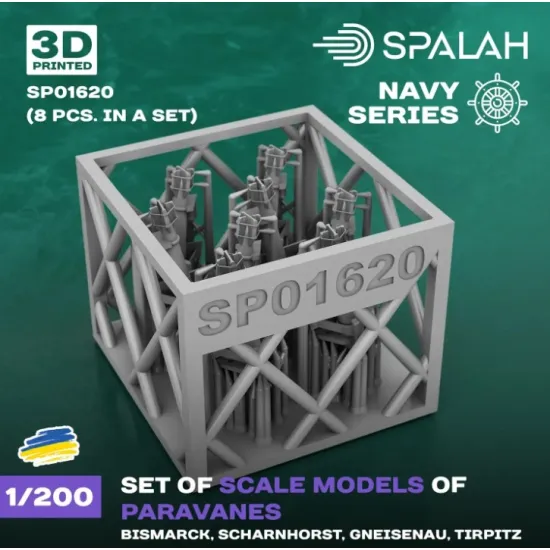 Spalah 01620 1/200 Set Of Scale Models Paravanes For Bismark Scharnhorst Gneisenau Tirpitz 8 Pcs 3d Printed/Resin