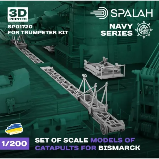Spalah 01720 1/200 Set Of Scale Models Catapults For Bismark For Trumpeter Kits 2 Pcs 3d Printed/Resin