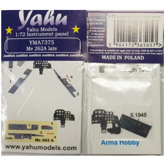 Yahu Model Yma7375 1/72 Me 262a Late Arma Hobby Accessories Kit