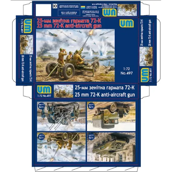 Unimodel 497 1/72 72-k Soviet 25-mm Aa Gun Plastic Model Kit