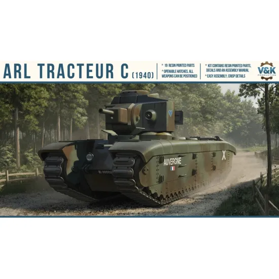Vk Production R3d-72007-c 1/72 Arl Tracteur C With Crew 3d Printed Resin Kit