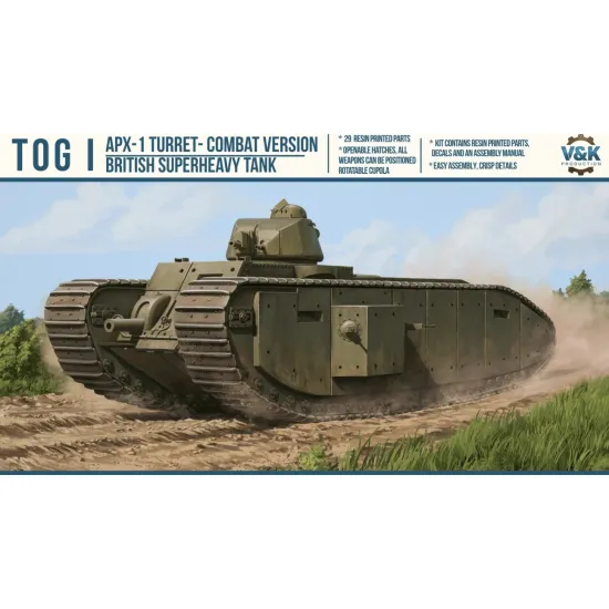 Vk Production R3d-35006-m 1/35 Tog I Apx-1 Turret With Metal Barrel 3d Printed Resin Kit