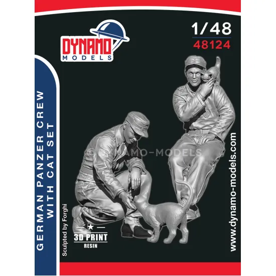 Dynamo Models 48124 1/48 German Panzer Crew With Cat Set 3d Printed Resin Kit