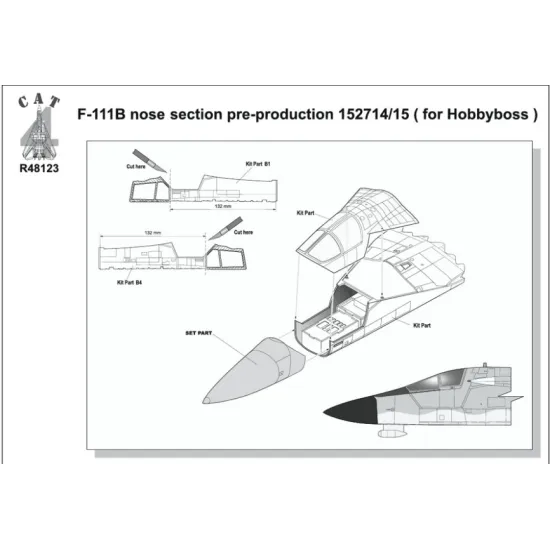 Cat4-r48123 1/48 F-111b Nose Section Pre-production 152714/15 For Hb