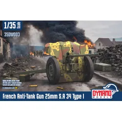 Dynamo Models 35dm003 1/35 French Anti-tank Gun 25mm S.a 34 Type I Standard Version Plastic Kit