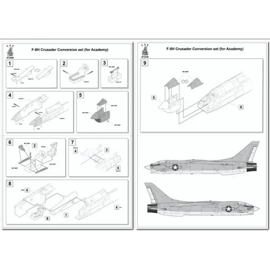 Cat4-r72040 1/72 F-8h Crusader Conversion Set For Academy