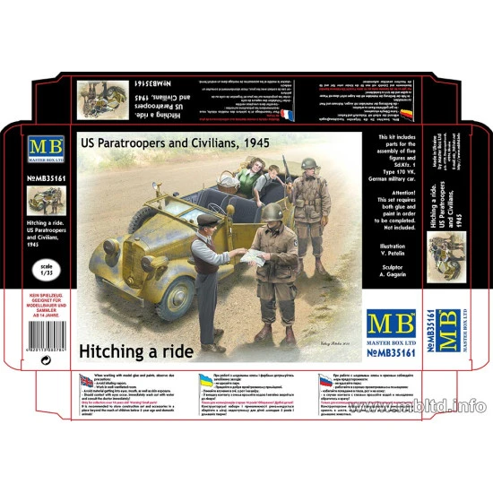 Hitching a ride, US Paratroopers and Civilians WITHOUT CAR 1/35 Master Box 35161