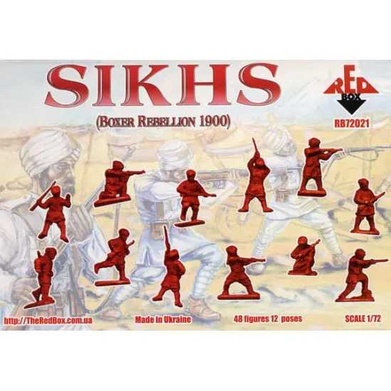 Sikhs, Boxer Rebellion 1900 48 FIGURES IN 12 POSES 1/72 RED BOX 72021 Sikhs, Boxer Rebellion 1900 48 FIGURES IN 12 POSES 1/72 RED BOX 72021