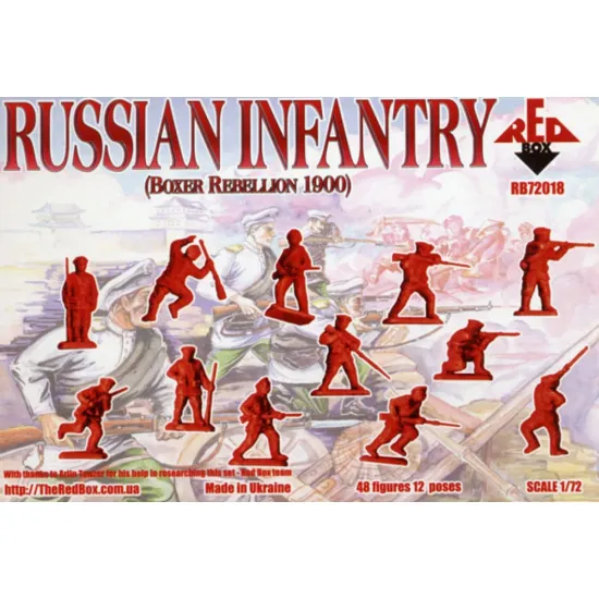 Us Stock Russian Infantry, Boxer Rebellion 1900 48 Figures In 12 Poses 1/72 Red Box 72018