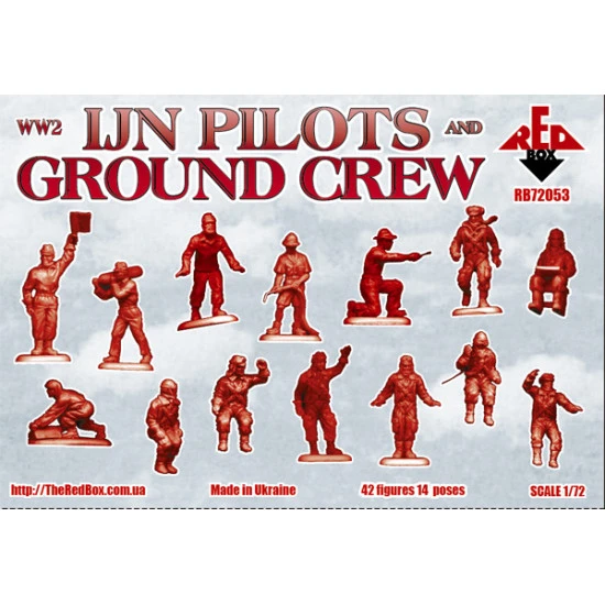WW2 IJN pilots and ground crew 42 FIGURES IN 14 POSES 1/72 RED BOX 72053