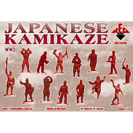 Us Stock Ww2 Japanese Kamikaze 42 Figures In 14 Poses 1/72 Red Box 72048
