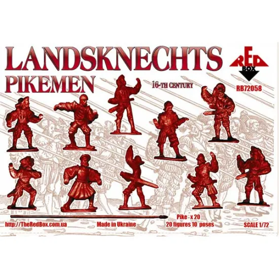 Landsknechts (Pikemen), 16th century 20 figures on 10 poses 1/72 RED BOX 72058